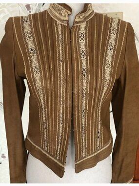 Lace Detailed Leather Jacket